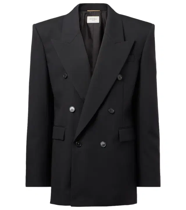 Double-breasted wool canvas blazer