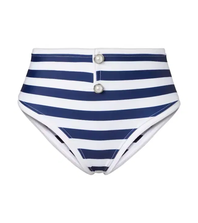 Same Grace striped high-rise bikini bottoms