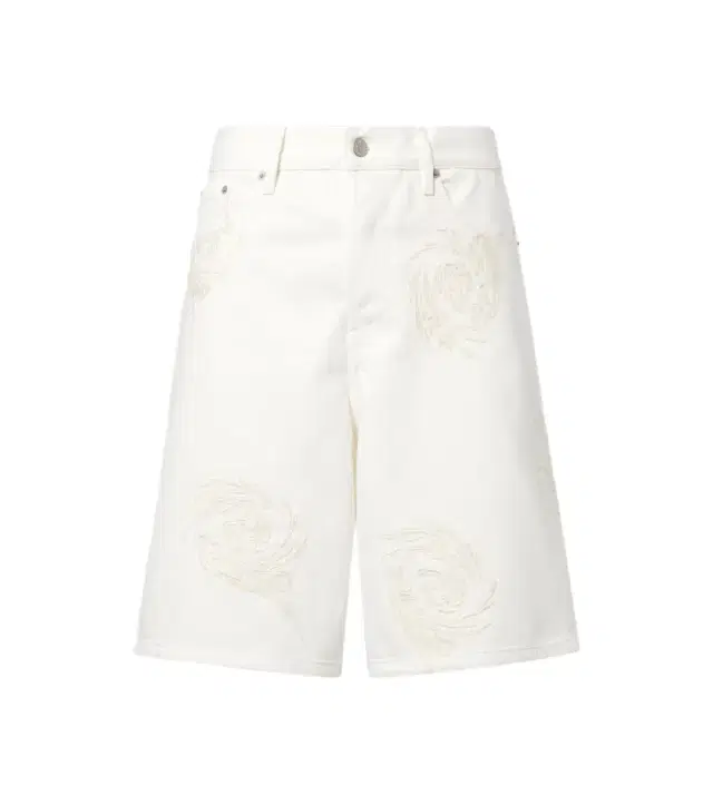 Dries Van Noten Embroidered denim Bermuda shorts