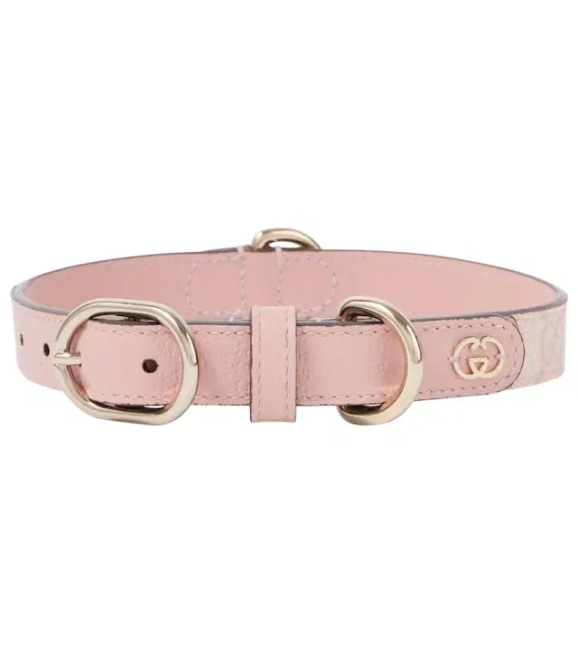 Gucci GG leather-trimmed dog collar