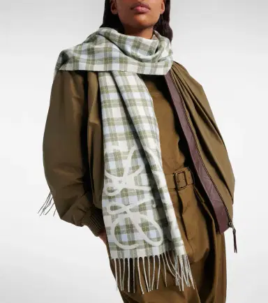 Loewe Anagram checked silk and cashmere scarf | Thumbnail 4