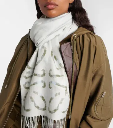 Loewe Anagram checked silk and cashmere scarf | Thumbnail 5