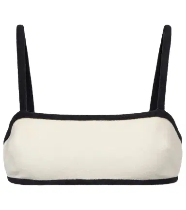 ADRIANA DEGREAS Cotton-blend terry bikini top | Thumbnail 1