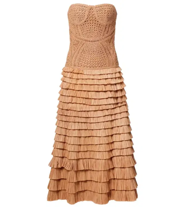 Simkhai Santana raffia-blend bustier dress