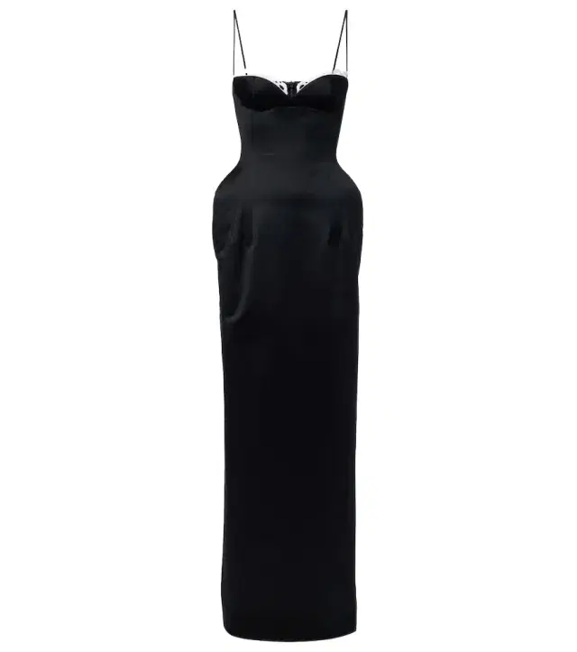 Magda Butrym Crochet-trimmed satin bustier gown