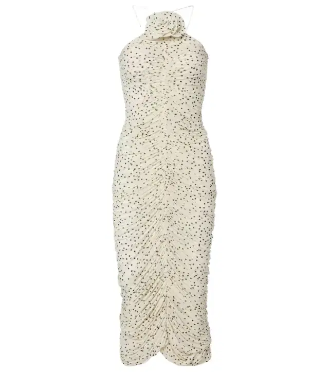 Magda Butrym Floral-appliqué polka-dot maxi dress