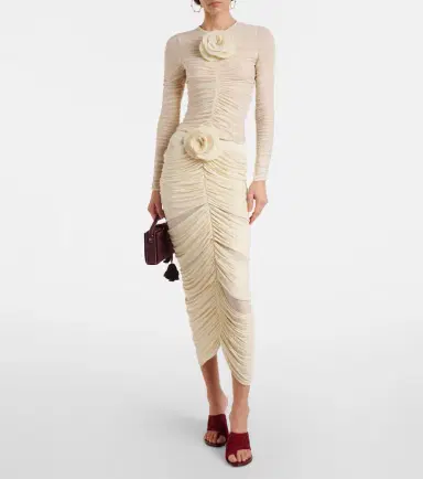 Magda Butrym Floral-appliqué ruched midi skirt | Thumbnail 5