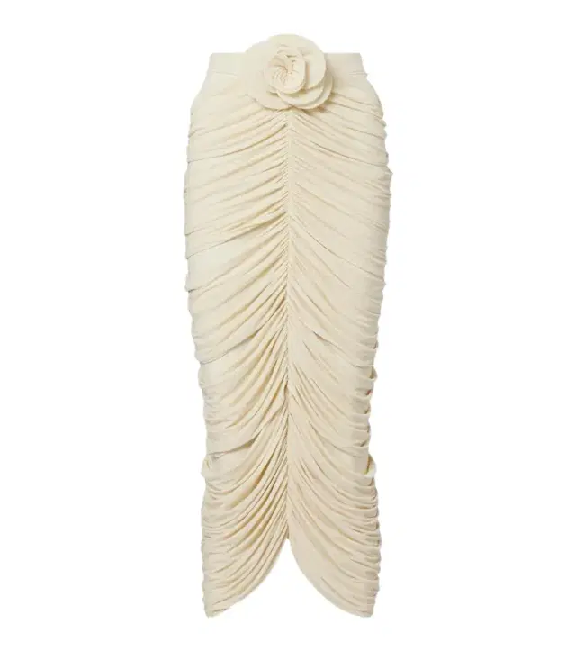 Magda Butrym Floral-appliqué ruched midi skirt