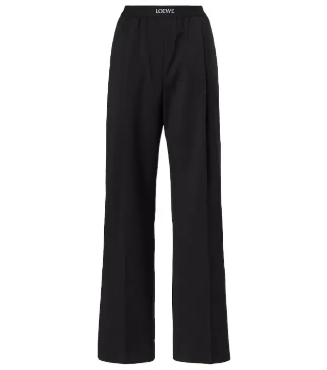 Logo wool mid-rise straight pants