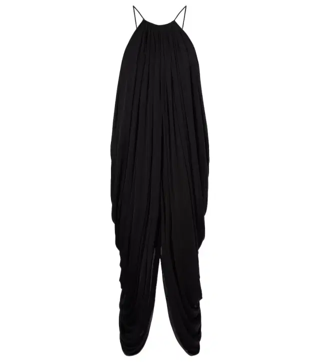 Draped open-back silk midi dress