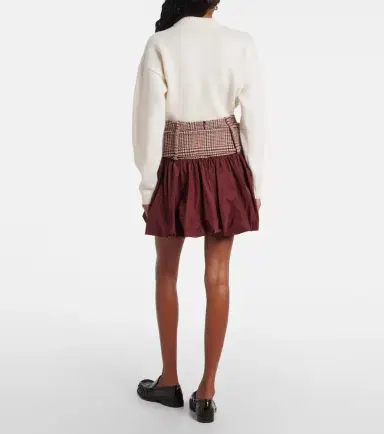 Patou Checked ruched virgin wool miniskirt | Thumbnail 2