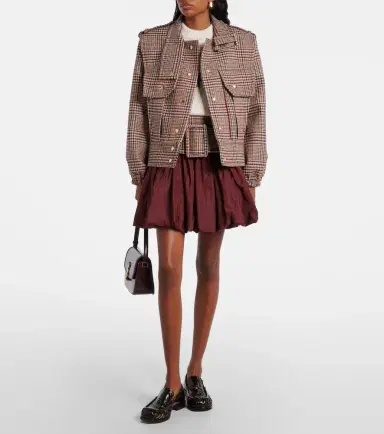Patou Checked ruched virgin wool miniskirt | Thumbnail 3