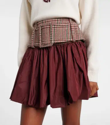 Patou Checked ruched virgin wool miniskirt | Thumbnail 4