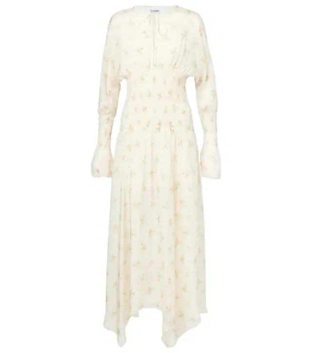 Ganni Printed smocked maxi dress