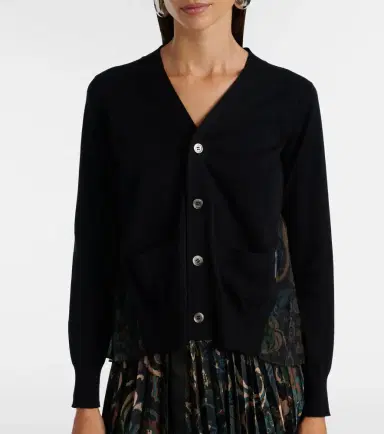 Sacai Cotton tulle cardigan | Thumbnail 6