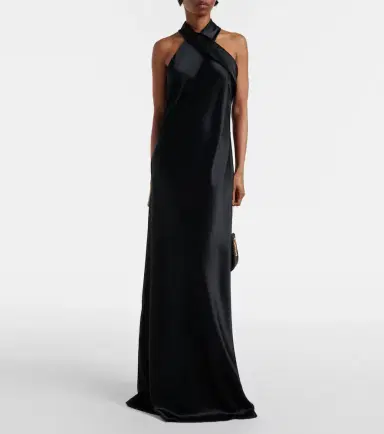 Galvan Satin halter neck gown | Thumbnail 2