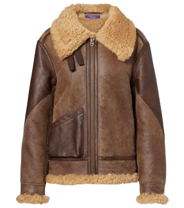 Ralph Lauren Collection Shearling-trimmed leather jacket