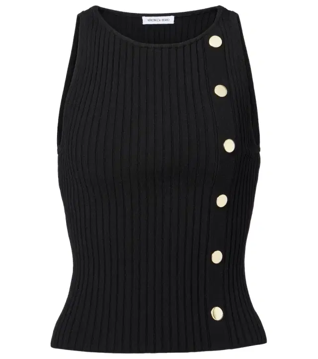 Veronica Beard Nelson embellished ribbed-knit top