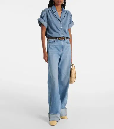 Veronica Beard Taylor high-rise wide-leg jeans | Thumbnail 6