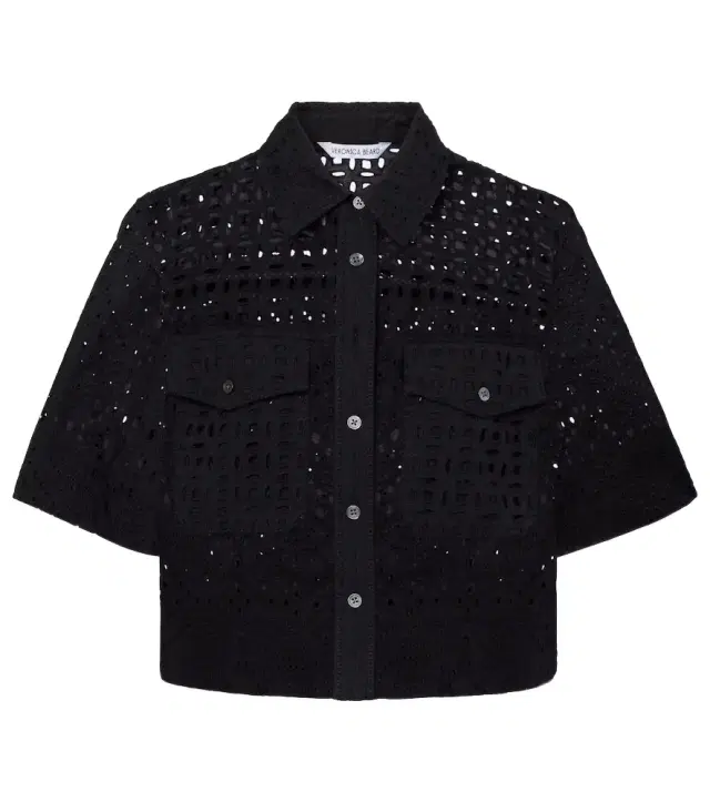 Veronica Beard Spruce embroidered cotton shirt