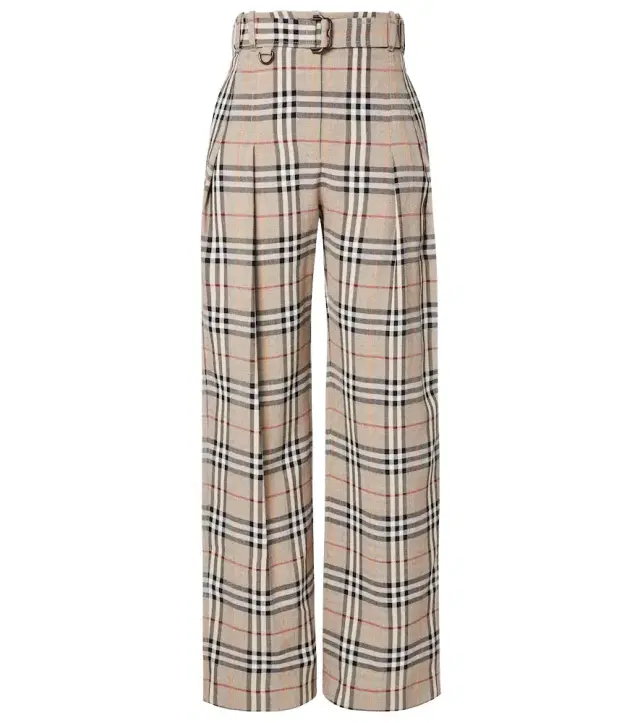 Burberry Check belted wide-leg pants