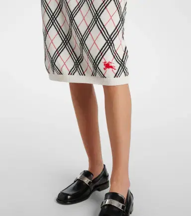 Burberry Argyle knitted cotton midi skirt | Thumbnail 4