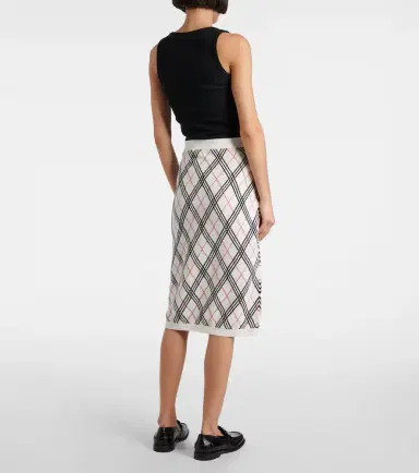 Burberry Argyle knitted cotton midi skirt | Thumbnail 5