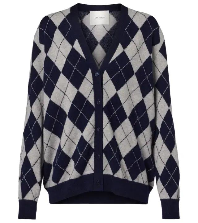 Lisa Yang Raelyn argyle cashmere cardigan