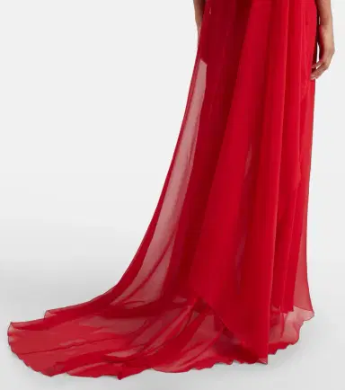 BLUMARINE Asymmetric draped silk georgette gown | Thumbnail 4
