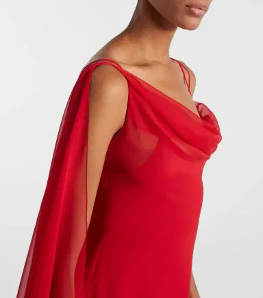 BLUMARINE Asymmetric draped silk georgette gown | Thumbnail 5
