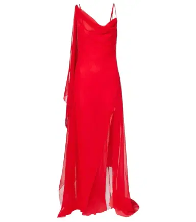 BLUMARINE Asymmetric draped silk georgette gown | Thumbnail 1