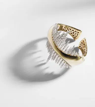 YEPREM Golden Strada 18kt gold cuff bracelet with diamonds | Thumbnail 4