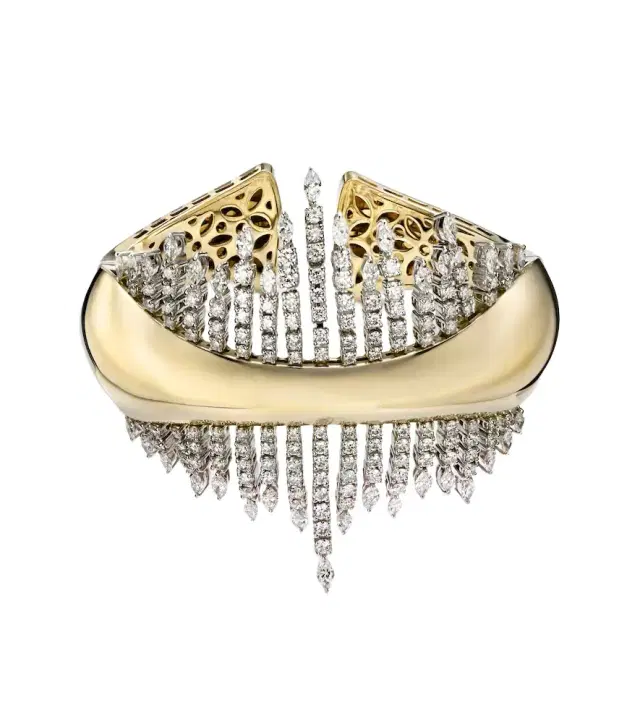 Yeprem Golden Strada 18kt gold cuff bracelet with diamonds