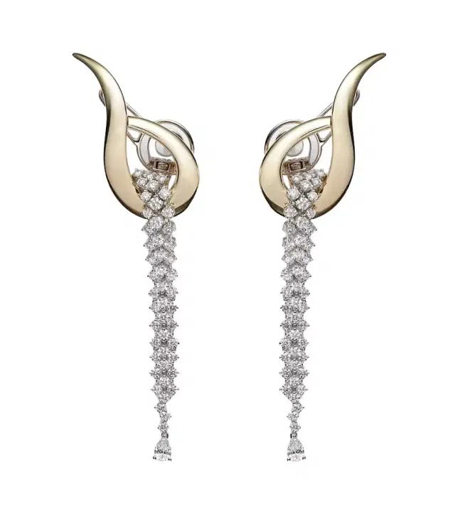 Yeprem Golden Strada 18kt yellow and white gold drop earrings with diamonds