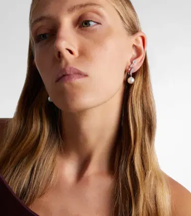 Yeprem Pearlescent 18kt white gold earrings with diamonds and pearls | Thumbnail 3