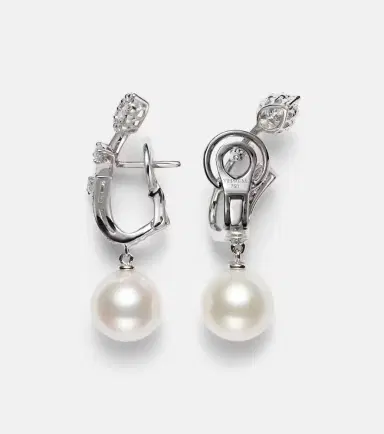 Yeprem Pearlescent 18kt white gold earrings with diamonds and pearls | Thumbnail 4