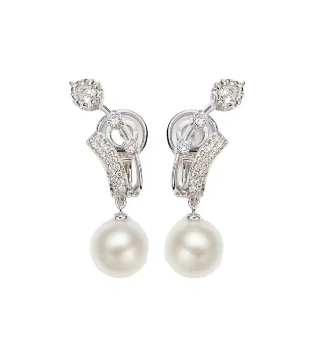 Yeprem Pearlescent 18kt white gold earrings with diamonds and pearls