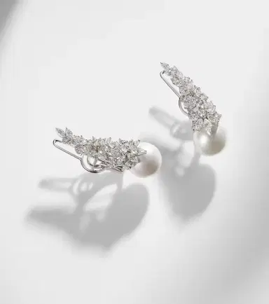 YEPREM Pearlescent 18kt white gold earrings with diamonds and freshwater pearls | Thumbnail 5 YEPREM Pearlescent 18kt white gold earrings with diamonds and freshwater pearls | Thumbnail 5