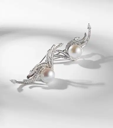YEPREM Pearlescent 18kt white gold earrings with diamonds and pearls | Thumbnail 5