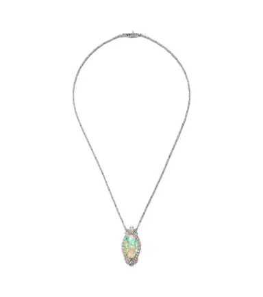 YEPREM Reign Supreme 18kt white gold pendant necklace with diamonds and opal | Thumbnail 1 YEPREM Reign Supreme 18kt white gold pendant necklace with diamonds and opal | Thumbnail 1