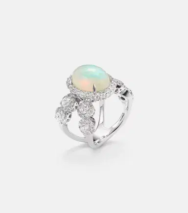 YEPREM Reign Supreme 18kt white gold ring with diamonds and opal | Thumbnail 2