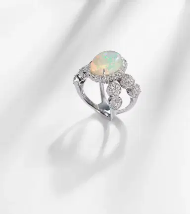 YEPREM Reign Supreme 18kt white gold ring with diamonds and opal | Thumbnail 5