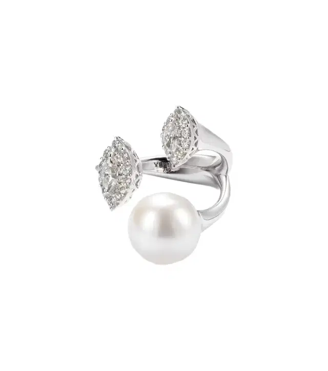 Yeprem Pearlescent 18kt white gold ring with diamonds and pearl