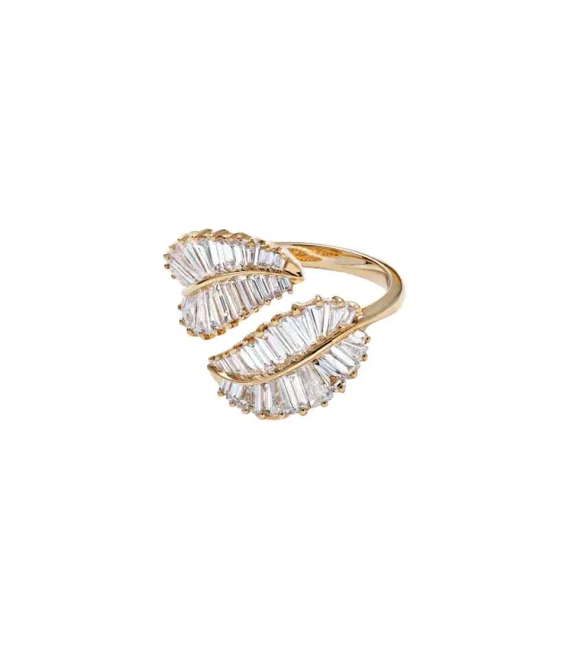 Anita Ko Palm Leaf 18kt gold ring with diamonds