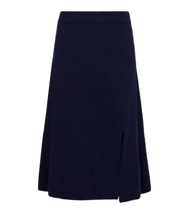 Ribbed-knit wool and cashmere midi skirt