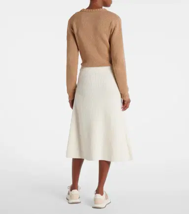 Moncler Ribbed-knit wool and cashmere midi skirt | Thumbnail 4