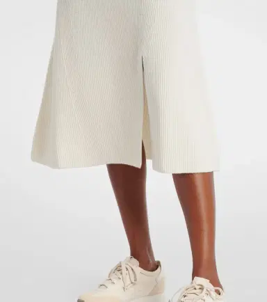 Moncler Ribbed-knit wool and cashmere midi skirt | Thumbnail 5