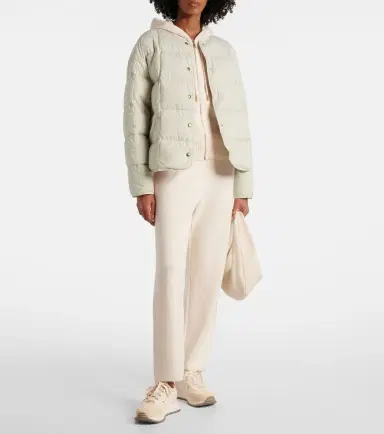 Moncler Belted leather-trimmed down jacket | Thumbnail 2 Moncler Belted leather-trimmed down jacket | Thumbnail 2