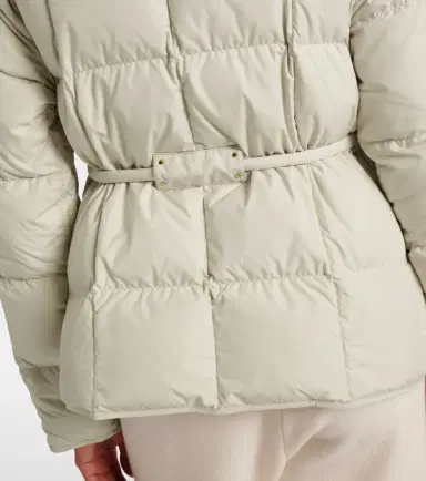 Moncler Belted leather-trimmed down jacket | Thumbnail 4 Moncler Belted leather-trimmed down jacket | Thumbnail 4