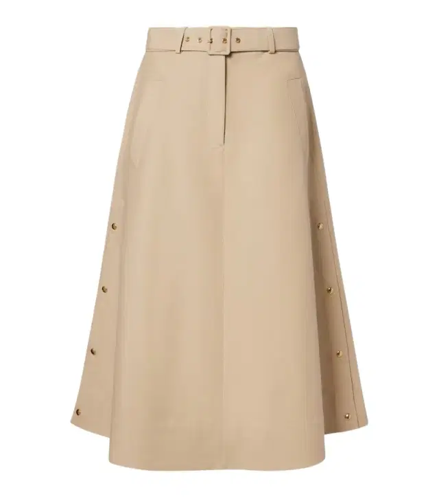 Belted cotton midi skirt